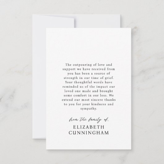 In Loving Memory Clouds Memorial Moderne foto Bedankkaart (Achterkant)