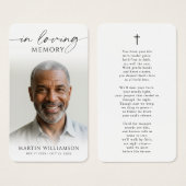 In Loving Memory Cross Photo Poem Prayer Card Visitekaartje (Voorkant /achterkant)
