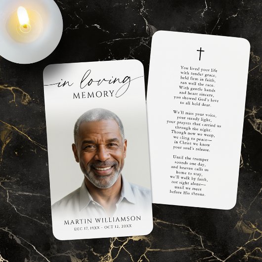 In Loving Memory Cross Photo Poem Prayer Card Visitekaartje