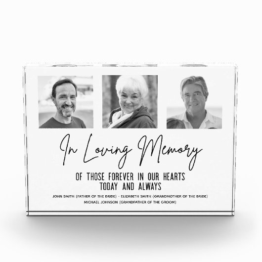 In Loving Memory Custom 3 foto huwelijksmonument (Voorkant)