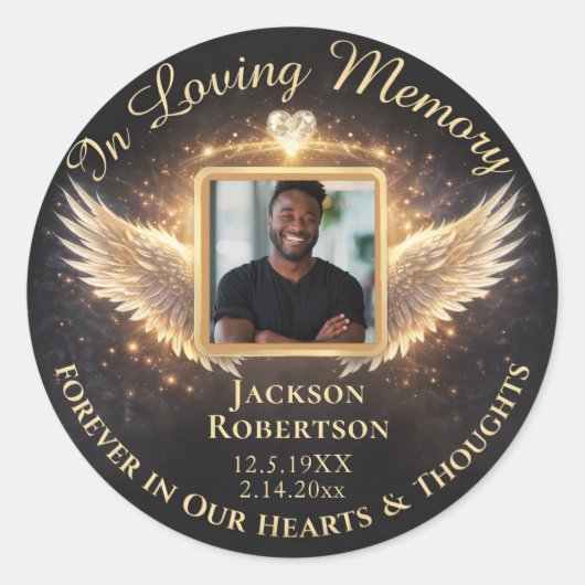 In Loving Memory Custom Memorial Ronde Sticker (Voorkant)