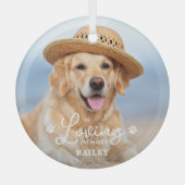 In Loving Memory Custom Pet Dog Memorial Foto Glas Ornament (Voorkant)