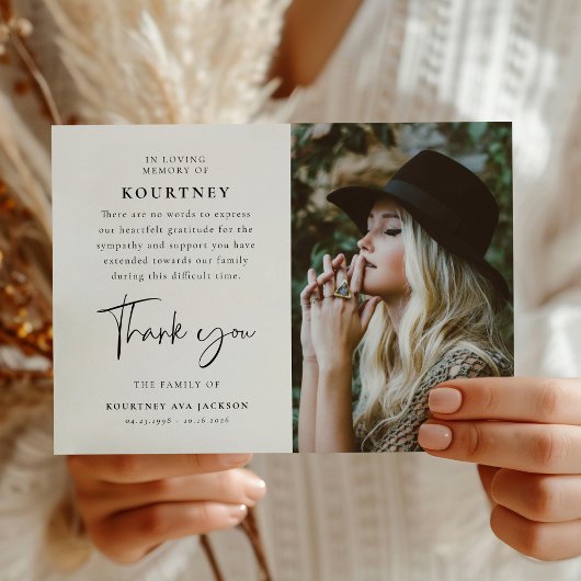 In Loving Memory Custom Photo & Message Sympathy  Bedankkaart