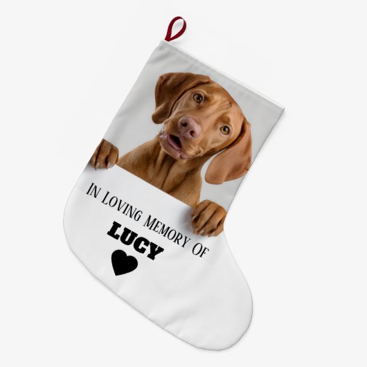 In Loving Memory | Dog Photo Christmas Stocking Grote Kerstsok (Voorkant (Hangend))