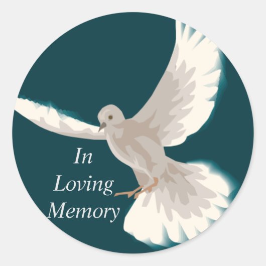 In Loving Memory Dove Ronde Sticker (Voorkant)