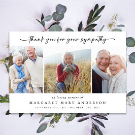 In Loving Memory Drie foto's Begrafenissympathie Bedankkaart