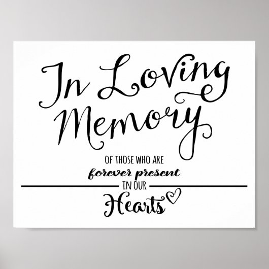 "In loving Memory" drukt u zwart-wit modern af Poster (Voorkant)