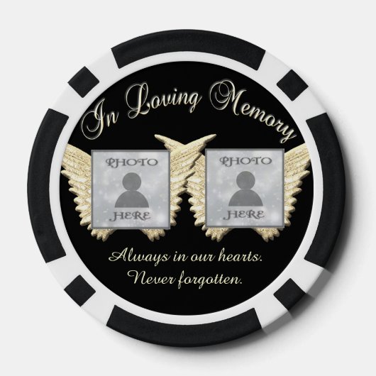In Loving Memory Dubbele Memorial Foto Herinnering Poker Chips (Achterkant)