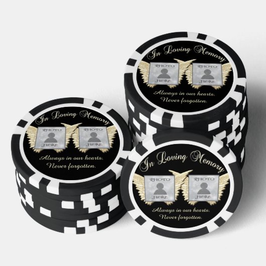 In Loving Memory Dubbele Memorial Foto Herinnering Poker Chips (Opstapeling)