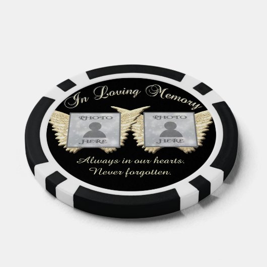 In Loving Memory Dubbele Memorial Foto Herinnering Poker Chips (Enkel)