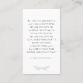 In Loving Memory Elegant Floral Photo Prayer Card Visitekaartje (Achterkant)