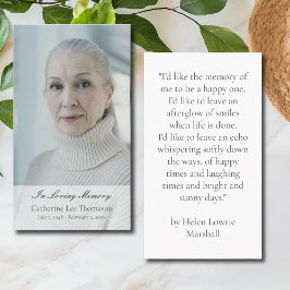 In Loving Memory Elegant Photo Prayer Cards Visitekaartje
