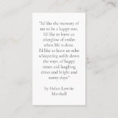 In Loving Memory Elegant Photo Prayer Cards Visitekaartje (Achterkant)