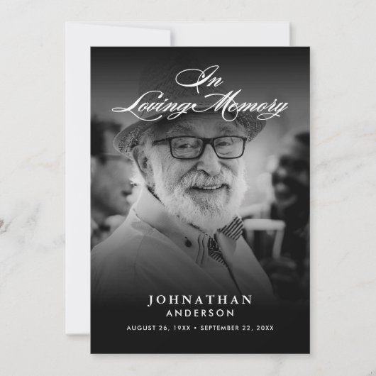 In Loving Memory Elegant Script 2-foto dood Aankondiging (Voorkant)