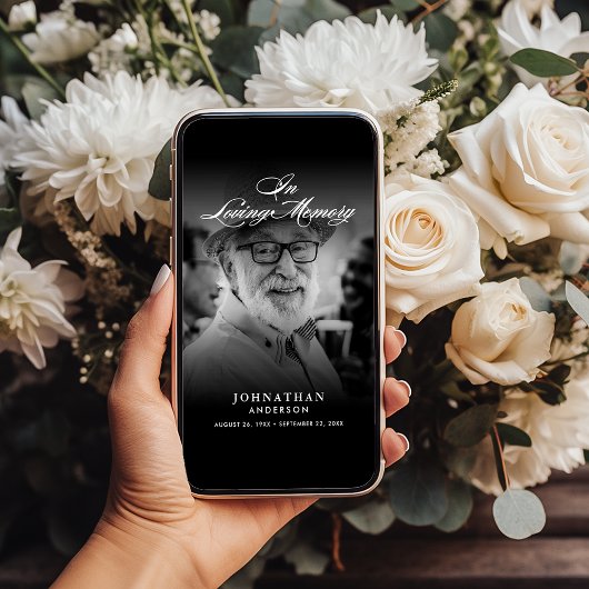 In Loving Memory Elegant Script 2-foto dood Aankondiging