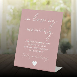 In Loving Memory Elegant Script Dusty Roos Pink Reclamebord Met Voetstuk