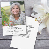 In Loving Memory Elegant Script Funeral Photo Bedankkaart