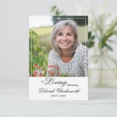 In Loving Memory Elegant Script Funeral Photo Bedankkaart (Staand voorkant)