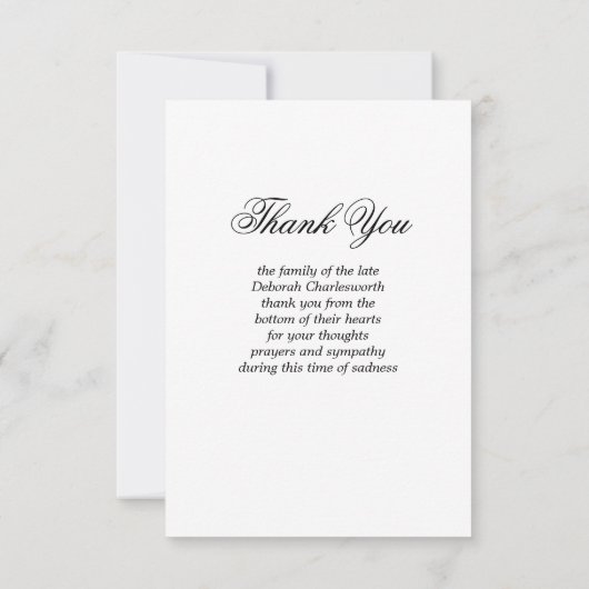 In Loving Memory Elegant Script Funeral Photo Bedankkaart (Achterkant)