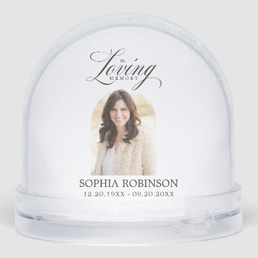 In Loving Memory Elegant Script Memorial Sneeuwbol (Achterkant)