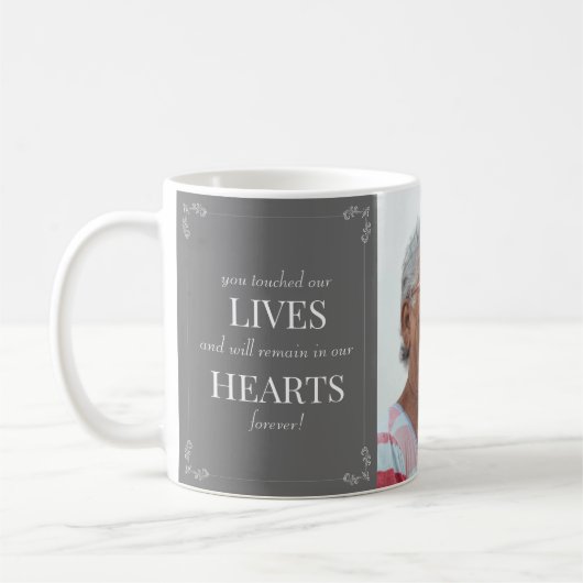 In Loving Memory Elegant Tribute Funeral Grey Coff Koffiemok (Links)