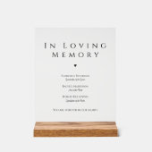 In Loving Memory Elegant Wedding Acrylic Sign Acryl Bord (Voorkant)