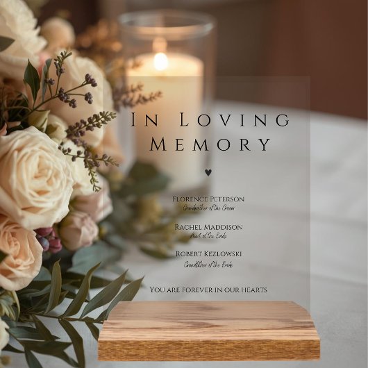In Loving Memory Elegant Wedding Acrylic Sign Acryl Bord