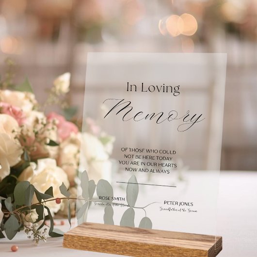 In Loving Memory Elegant Wedding Acrylic Sign Acryl Bord
