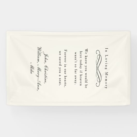 "In Loving Memory" Elegant Wedding Memorial Beige Spandoek (Horizontaal)