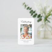 "In loving Memory" Elegant White Photo Prayer  Visitekaartje (Staand voorkant)