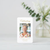 "In loving Memory" Elegant White Photo Prayer Visitekaartje (Staand voorkant)