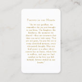 "In loving Memory" Elegant White Photo Prayer Visitekaartje (Achterkant)