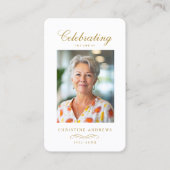 "In loving Memory" Elegant White Photo Prayer Visitekaartje (Voorkant)