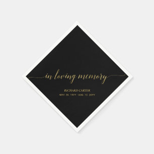 In Loving Memory Elegante Gouden Schrift Herdenk Servet