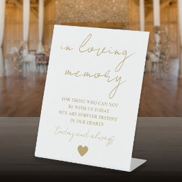 In Loving Memory Elegante Gouden Schrift Reclamebord Met Voetstuk