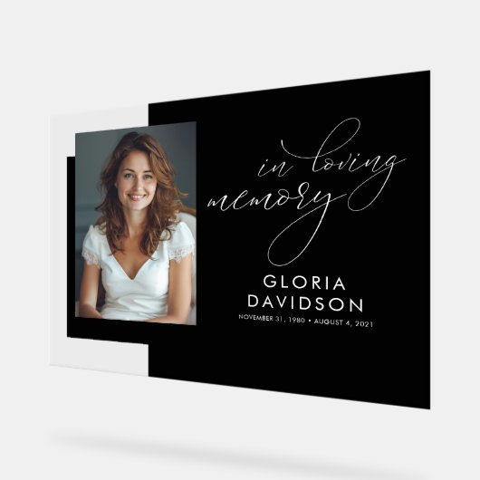 In Loving Memory Elegante moderne begrafenisfoto Acryl Bord (Hoek)