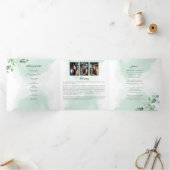 In Loving Memory Eucalyptus groen diensten Drieluik Kaart (Binnen)