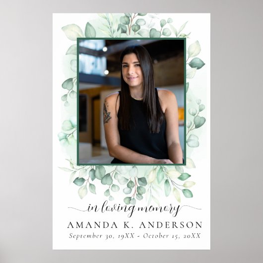 In Loving Memory Eucalyptus groen diensten Poster (Voorkant)