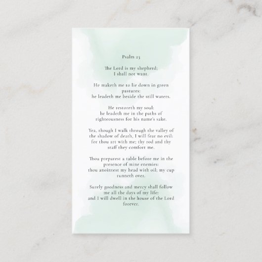 In Loving Memory Eucalyptus groen gebed Kaart Visitekaartje (Achterkant)