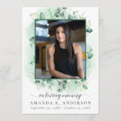 In Loving Memory Eucalyptus groen overlijdensberic Programmakaart (Voorkant)