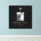 In Loving Memory Faux Gold Cross Foto toevoegen Canvas Afdruk (Insitu (Houten vloer))