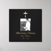 In Loving Memory Faux Gold Cross Foto toevoegen Canvas Afdruk (Voorkant)