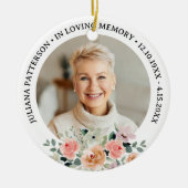 In Loving Memory Floral Funeral Memorial Photo Keramisch Ornament (Voorkant)