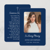 In Loving Memory Foto Begrafenis Blauw Gebed Kaart (Voorkant / Achterkant)