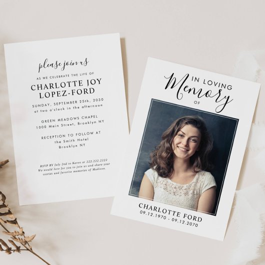 In Loving Memory Foto Begrafenisdienst Memorial Kaart