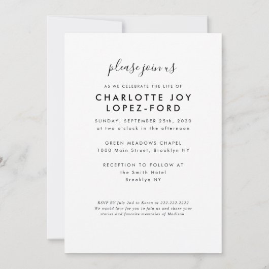 In Loving Memory Foto Begrafenisdienst Memorial Kaart (Achterkant)