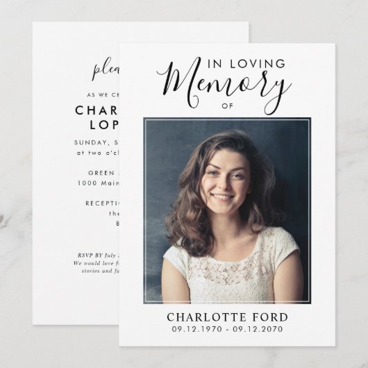 In Loving Memory Foto Begrafenisdienst Memorial Kaart (Voorkant / Achterkant)