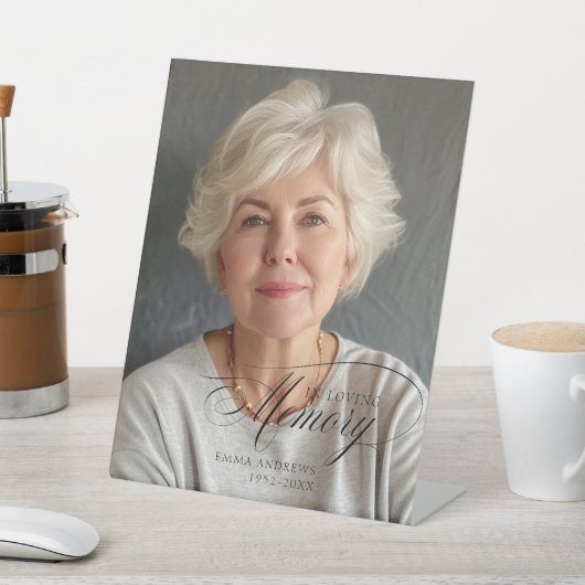 "In Loving Memory" Foto begrafenismonument Reclamebord Met Voetstuk (Insitu)