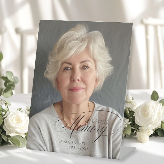 "In Loving Memory" Foto begrafenismonument Reclamebord Met Voetstuk