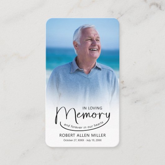 In Loving Memory Foto Bladwijzer Gebed Kaart Visitekaartje (Voorkant)